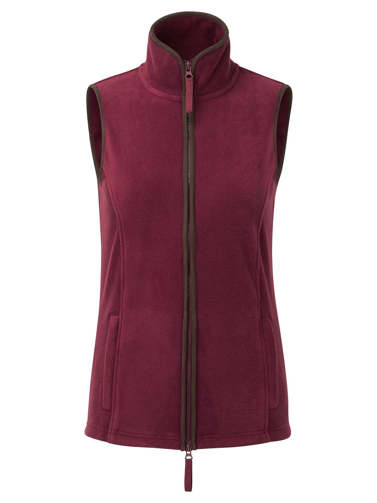 'Artisan' Fleece Gilet Damen – Premier – Farbe burgundy/brown – individuell veredelbar