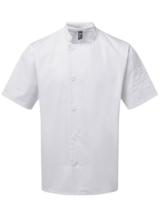 'Essential' Short Sleeve Chef's Jacket Schürze / Kasack – Premier – Farbe Weiß – individuell veredelbar