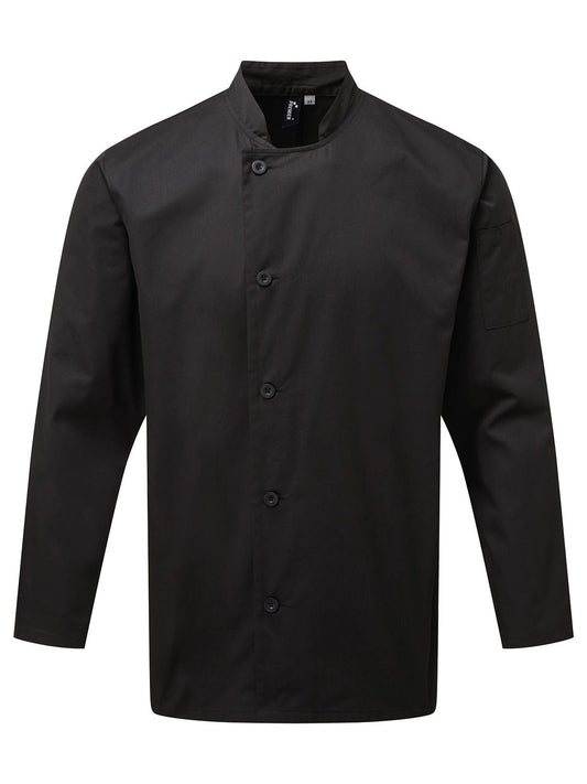 'Essential' Long Sleeve Chef's Jacket Schürze / Kasack – Premier – Farbe Schwarz – individuell veredelbar