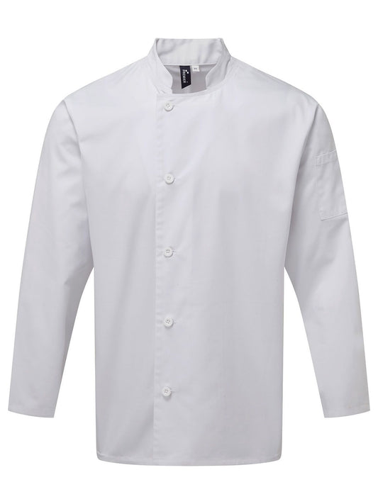 'Essential' Long Sleeve Chef's Jacket Schürze / Kasack – Premier – Farbe Weiß – individuell veredelbar