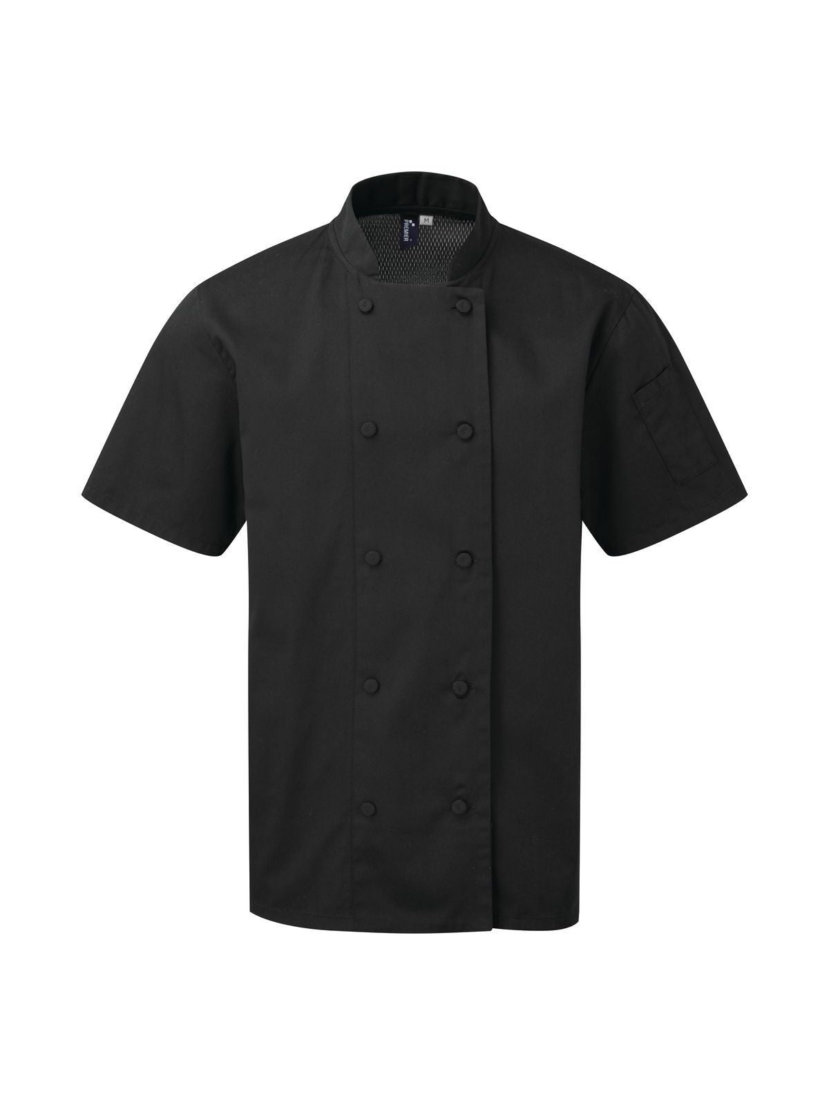 Chef's Coolchecker® Short Sleeve Jacket Schürze / Kasack – Premier – Farbe Schwarz – individuell veredelbar