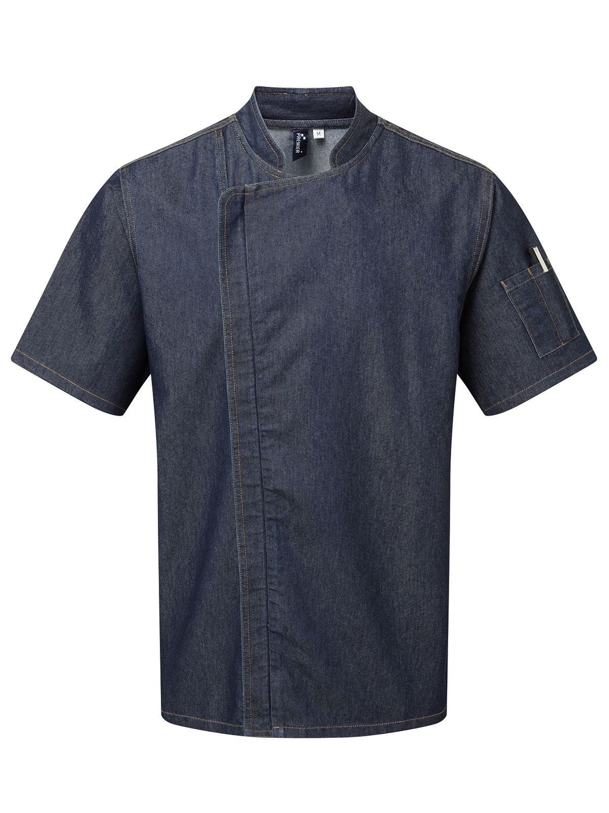 Chef's Zip-Close Short Sleeve Jacket Schürze / Kasack – Premier – Farbe indigo denim – individuell veredelbar