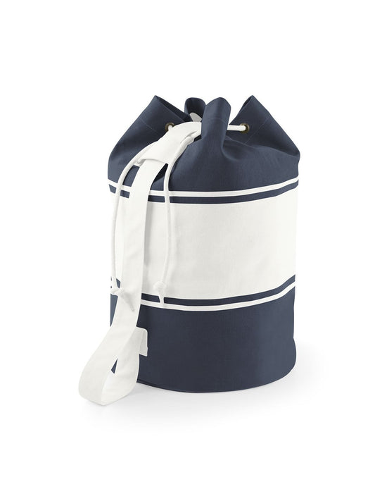Sacca Mare in canvas Herren Tasche / Rucksack – Quadra – Farbe navy/off white – individuell veredelbar