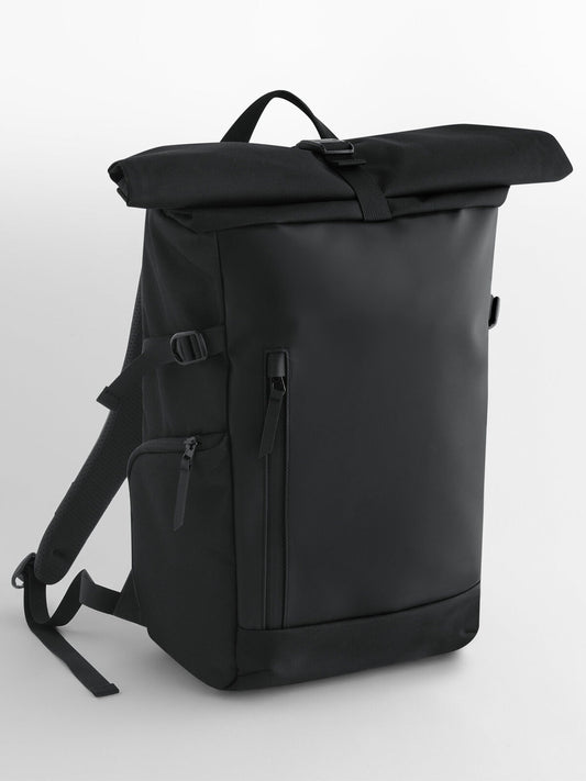 Zürich Roll-Top Backpack Herren Tasche / Rucksack – Quadra – Farbe Schwarz – individuell veredelbar