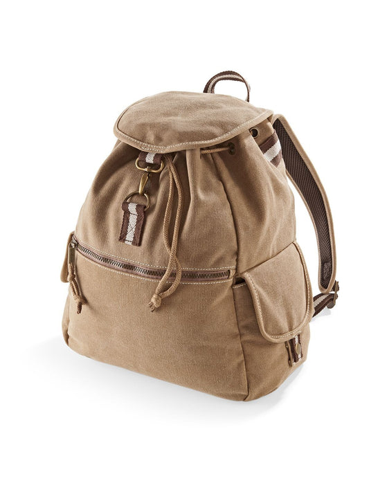 Vintage Canvas Backpack Herren Tasche / Rucksack – Quadra – Farbe sahara – individuell veredelbar