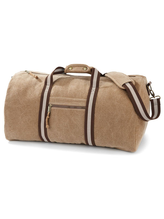 Vintage Canvas Holdall Herren Tasche / Rucksack – Quadra – Farbe sahara – individuell veredelbar