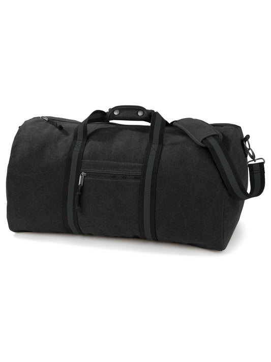 Vintage Canvas Holdall Herren Tasche / Rucksack – Quadra – Farbe vintage black – individuell veredelbar