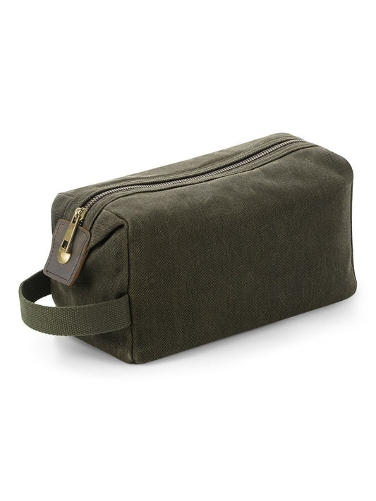Heritage Waxed Canvas Wash Bag Herren Tasche / Rucksack – Quadra – Farbe olive green – individuell veredelbar