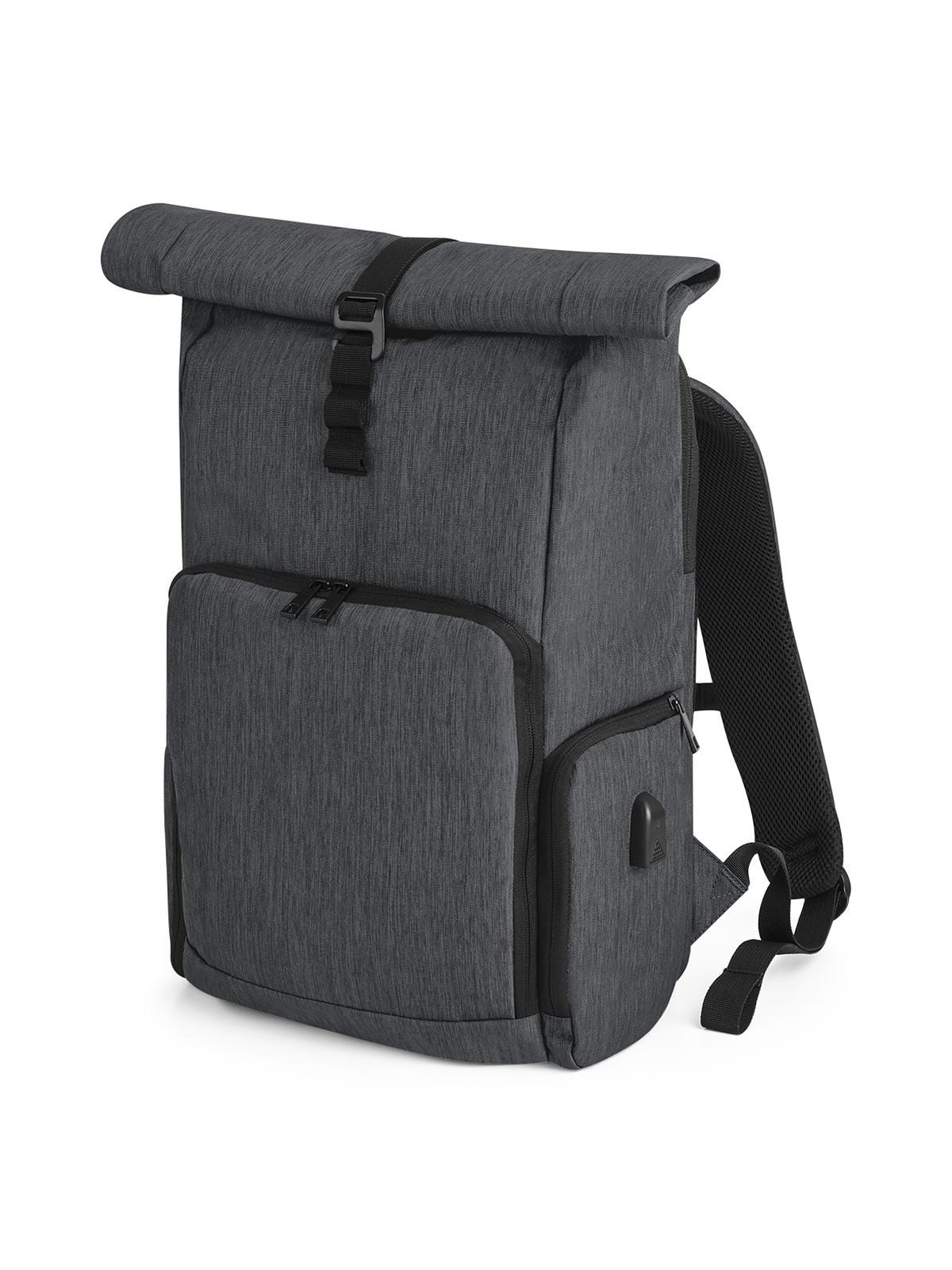 Q-Tech Charge Roll-Top Backpack Herren Tasche / Rucksack – Quadra – Farbe Granite – individuell veredelbar