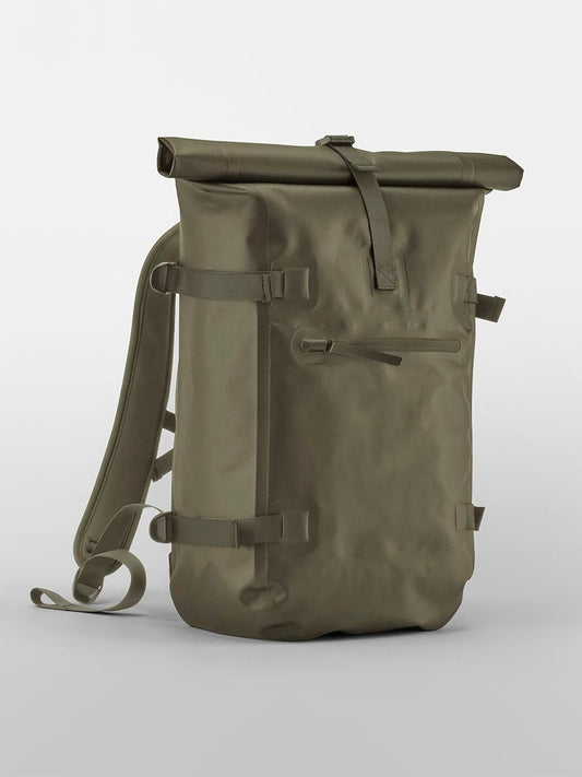 Waterproof Roll-Top Herren Tasche / Rucksack – Quadra – Farbe covert green – individuell veredelbar