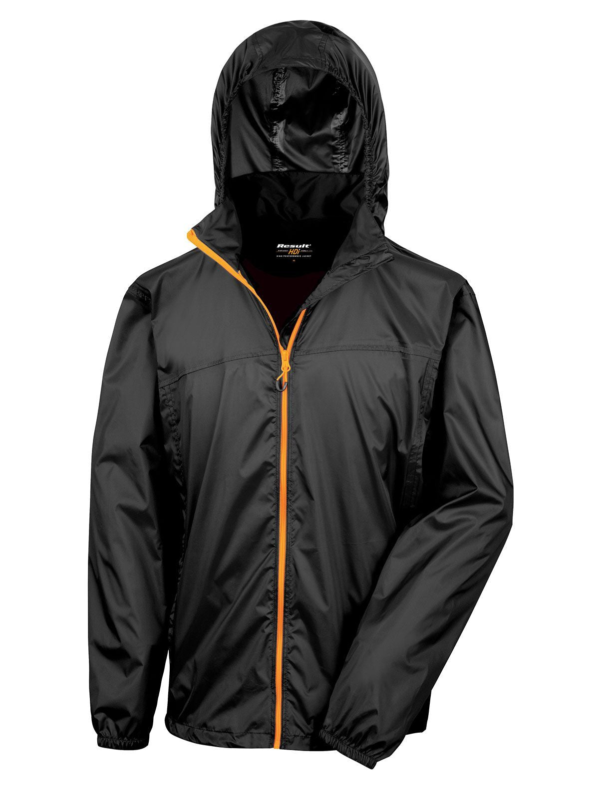 HDi Quest Lightweight Stowable Jacket – Result – Farbe black/orange – individuell veredelbar