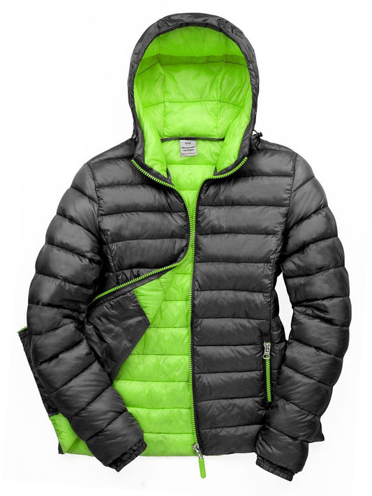 Snow Bird Hooded Jacket Damen – Result – Farbe black/lime – individuell veredelbar