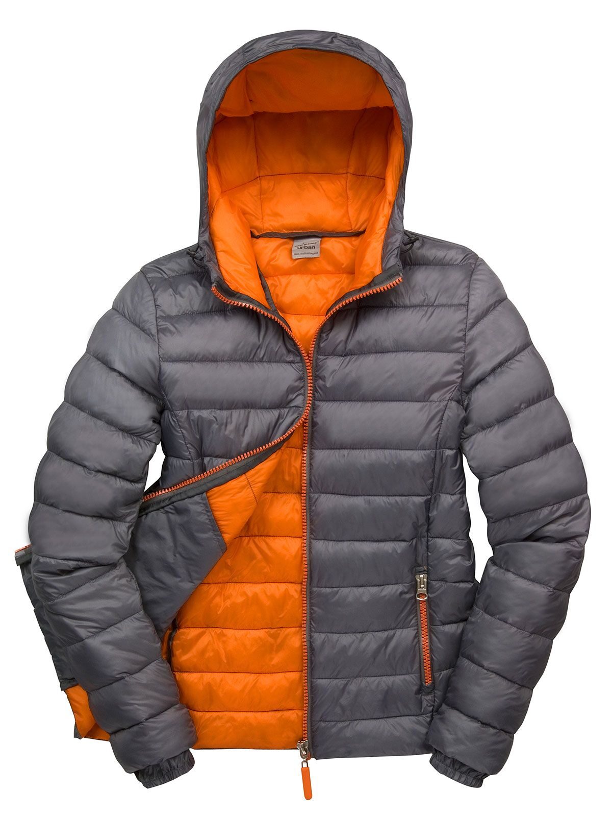 Snow Bird Hooded Jacket Damen – Result – Farbe grey/orange – individuell veredelbar