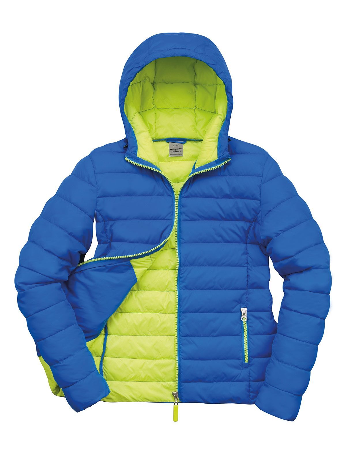 Snow Bird Hooded Jacket Damen – Result – Farbe ocean blue/lime punch – individuell veredelbar