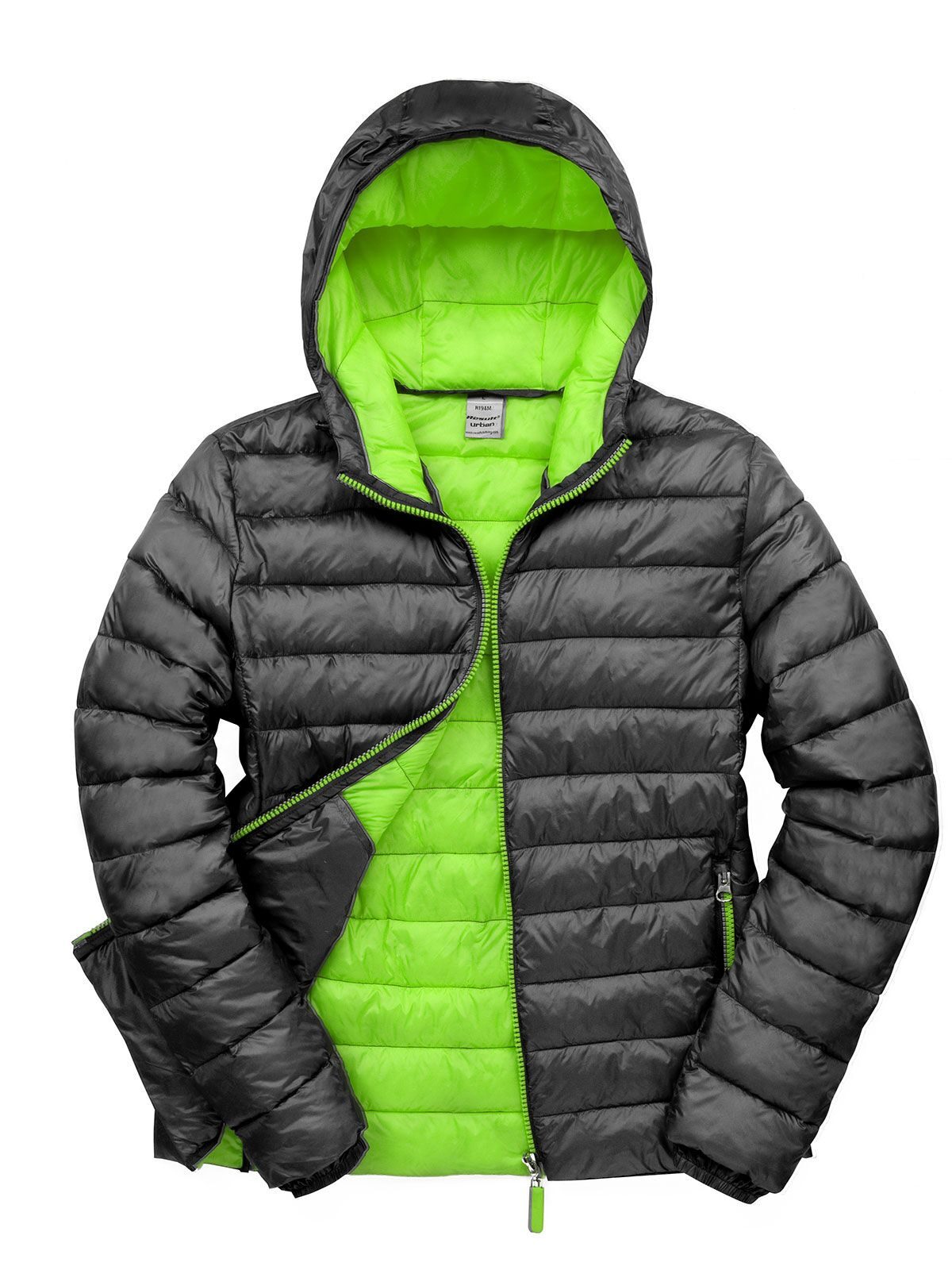 Snow Bird Hooded Jacket Herren – Result – Farbe black/lime – individuell veredelbar