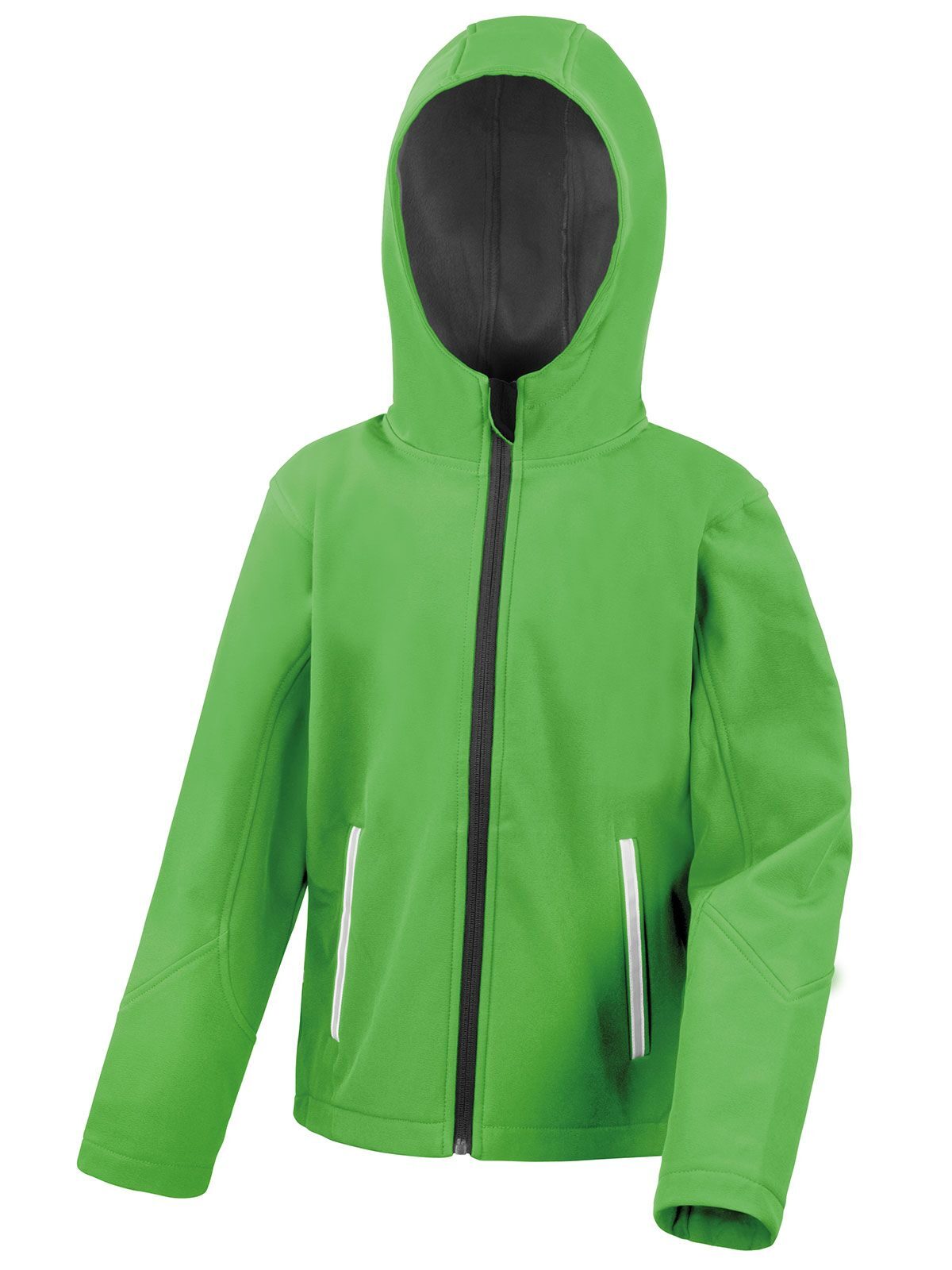 Junior Hooded Soft Shell Jacket Kinder Softshell – Result – Farbe vivid green/black – individuell veredelbar