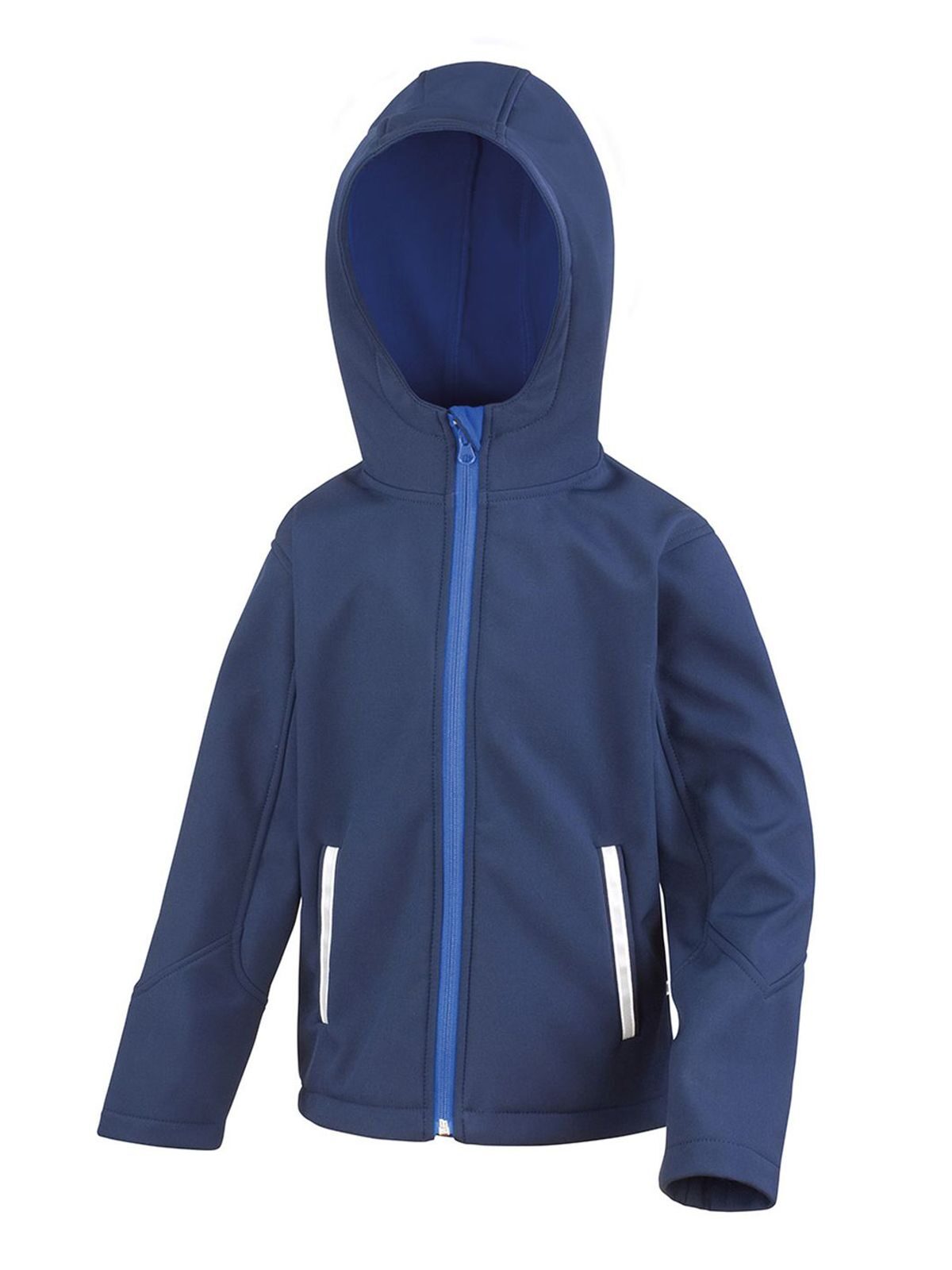 Junior Hooded Soft Shell Jacket Kinder Softshell – Result – Farbe navy/royal – individuell veredelbar