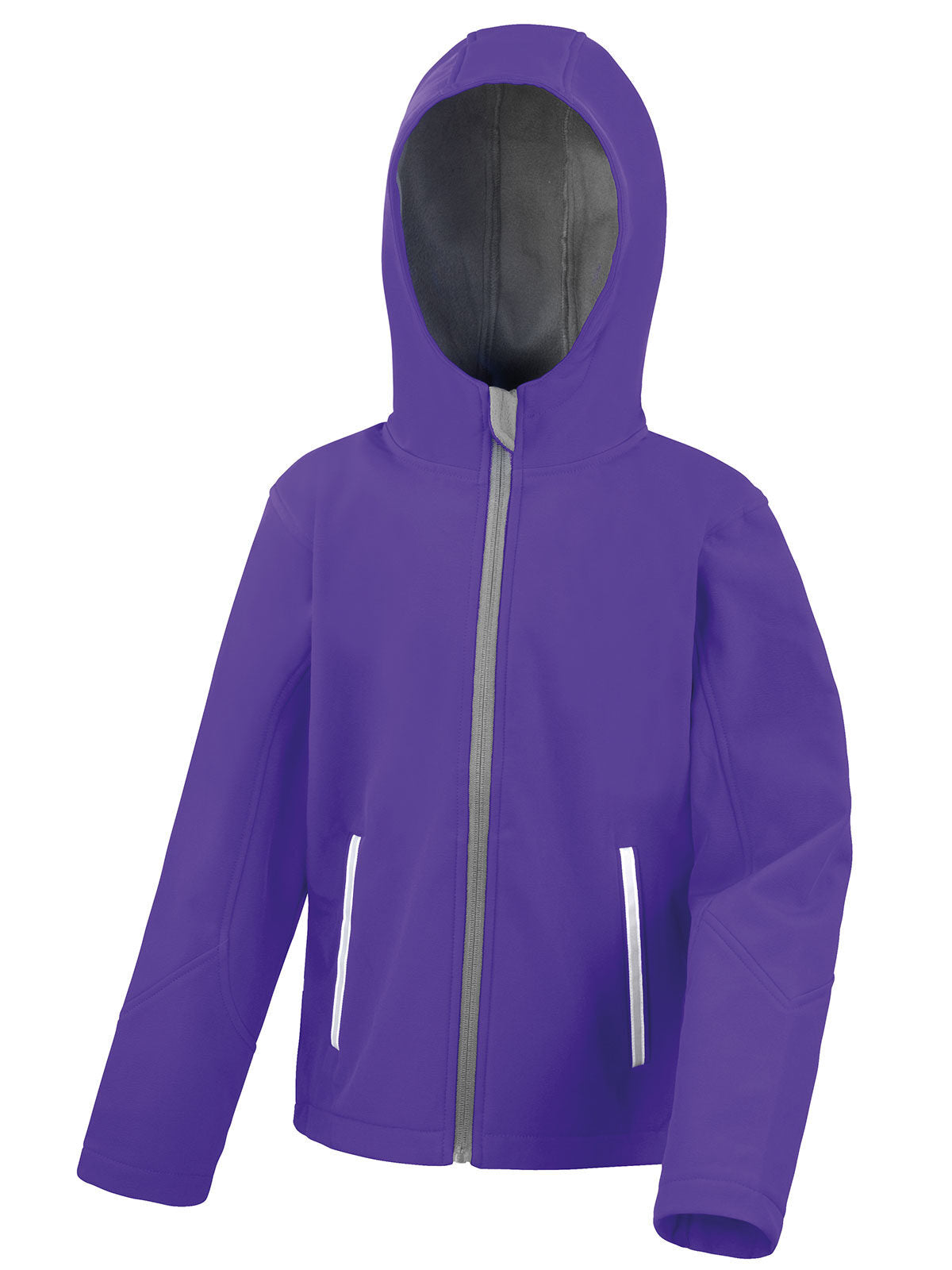 Junior Hooded Soft Shell Jacket Kinder Softshell – Result – Farbe purple/grey – individuell veredelbar