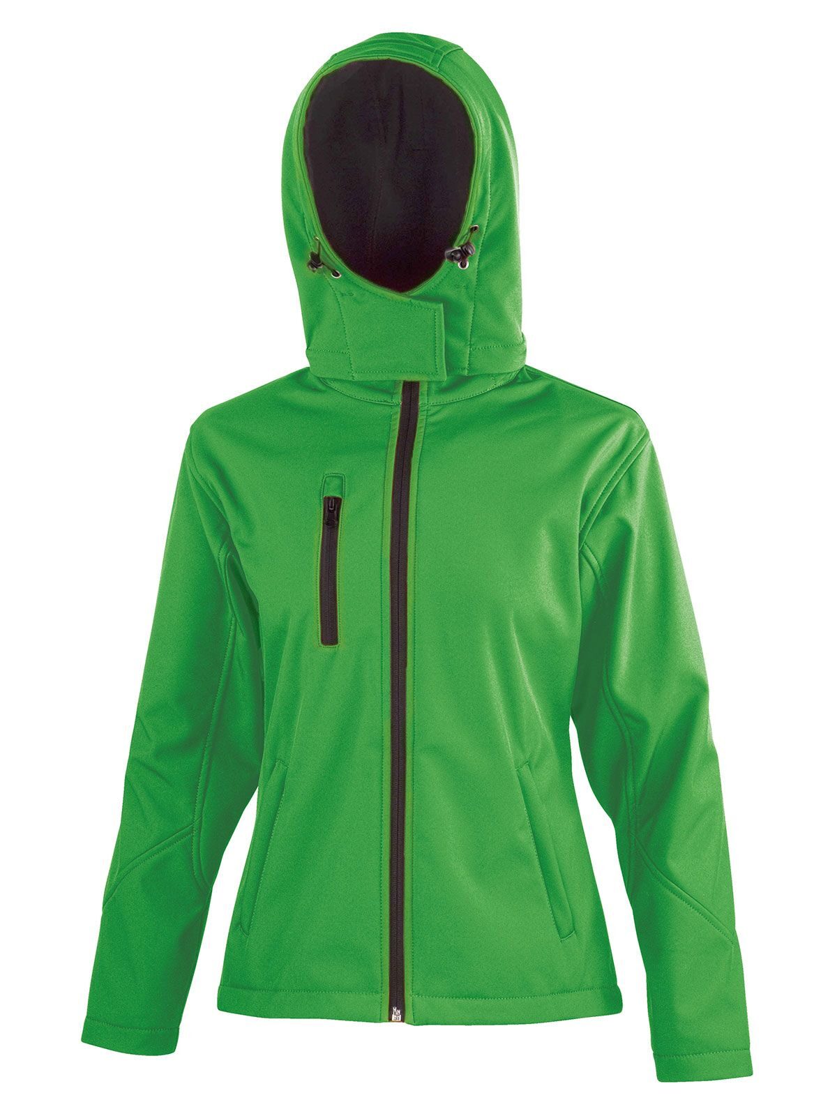 TX Performance Hooded Softshell Jacket Damen – Result – Farbe vivid green/black – individuell veredelbar