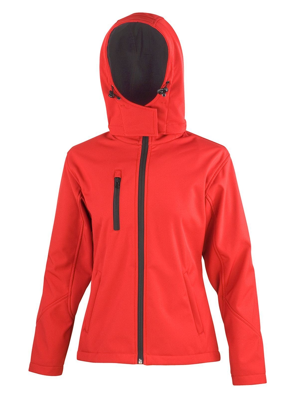 TX Performance Hooded Softshell Jacket Damen – Result – Farbe red-black – individuell veredelbar