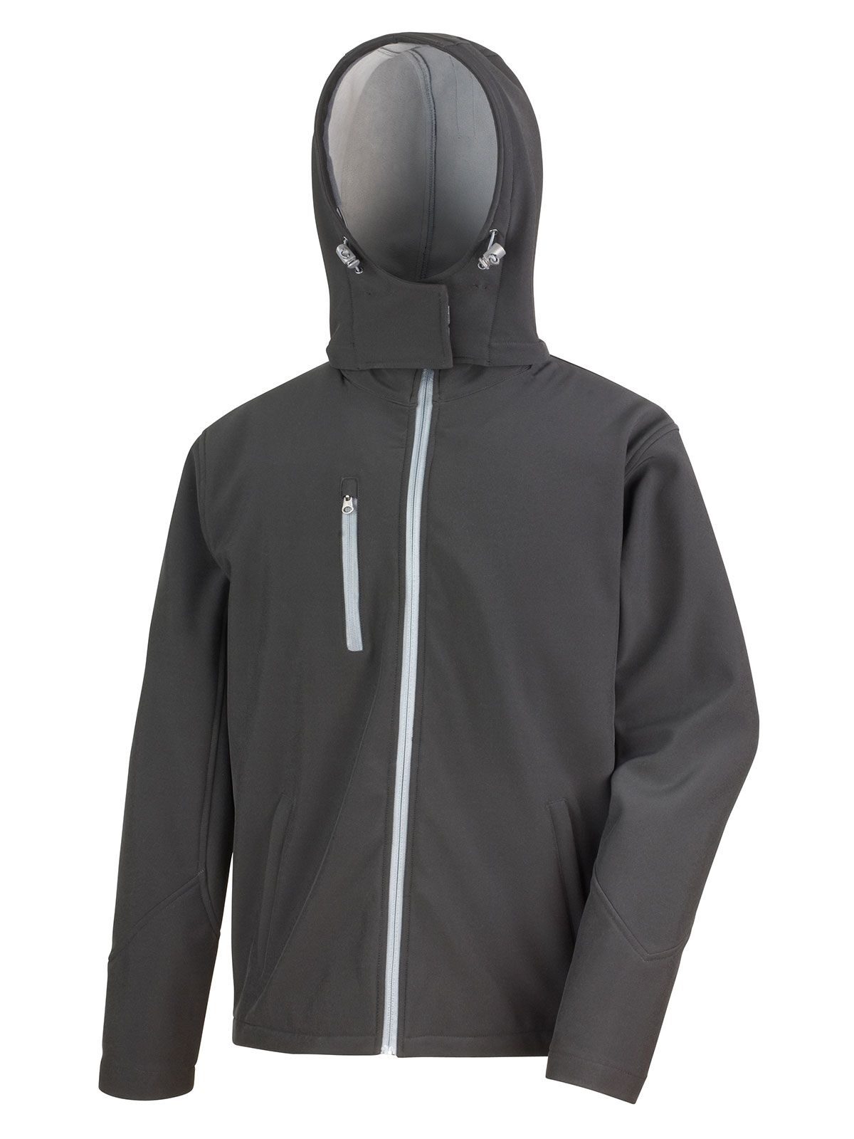 TX Performance Hooded Softshell Jacket – Result – Farbe black/grey – individuell veredelbar