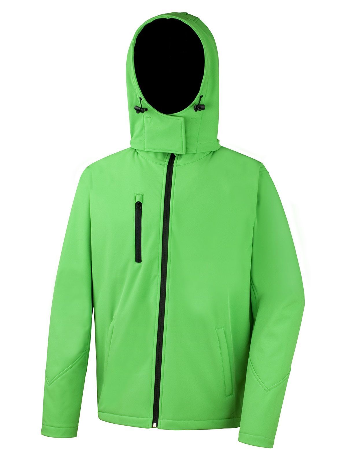 TX Performance Hooded Softshell Jacket – Result – Farbe vivid green/black – individuell veredelbar