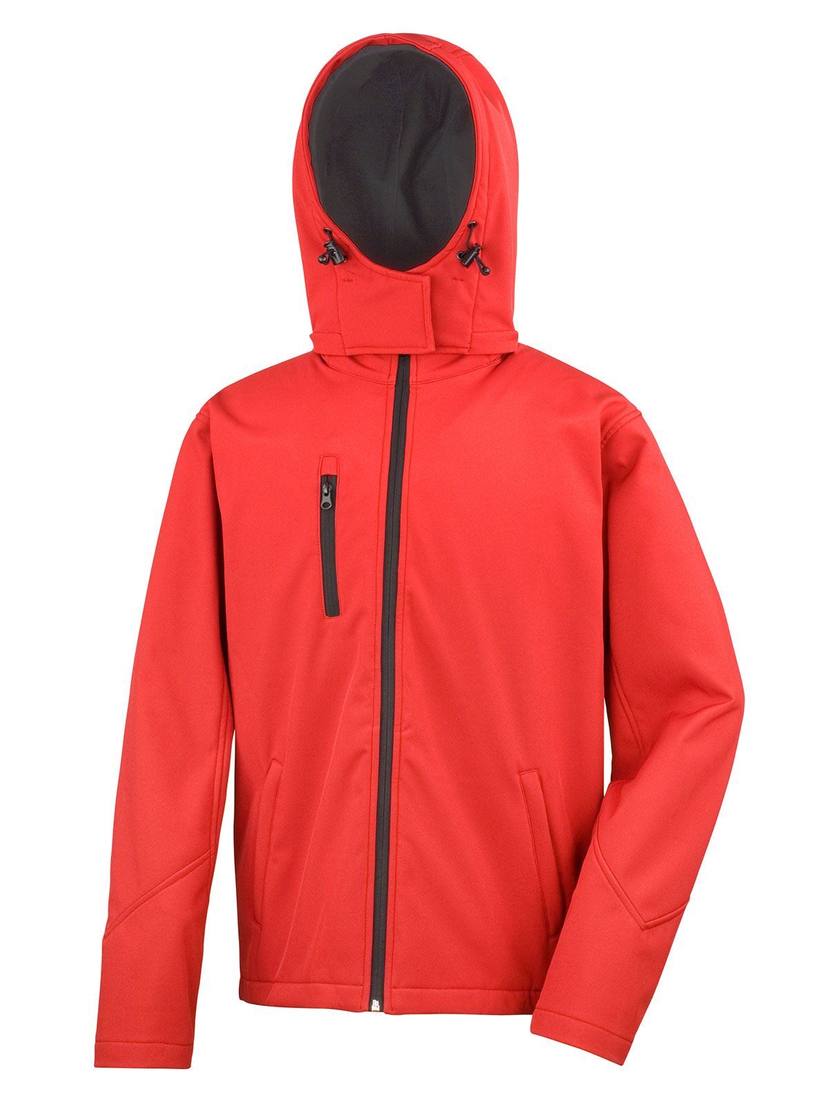 TX Performance Hooded Softshell Jacket – Result – Farbe red-black – individuell veredelbar