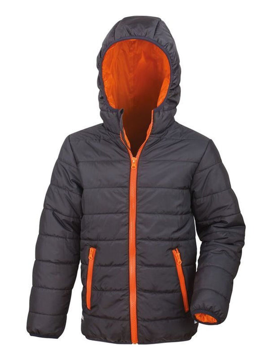 Youth Padded Jacket Kinder – Result – Farbe black/orange – individuell veredelbar
