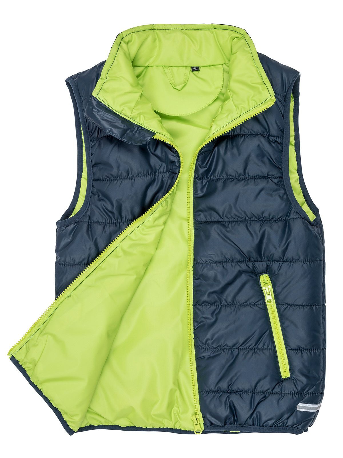 Junior Padded Bodywarmer Kinder Jacke – Result – Farbe navy/lime – individuell veredelbar