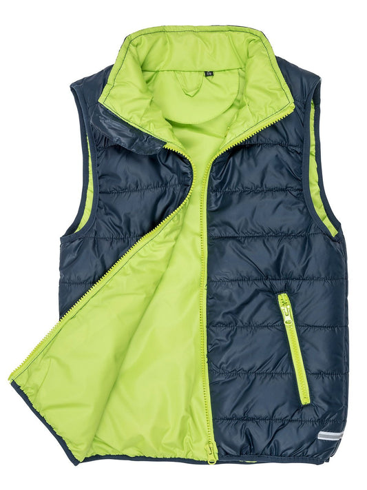 Youth Bodywarmer Kinder Jacke – Result – Farbe navy/lime – individuell veredelbar