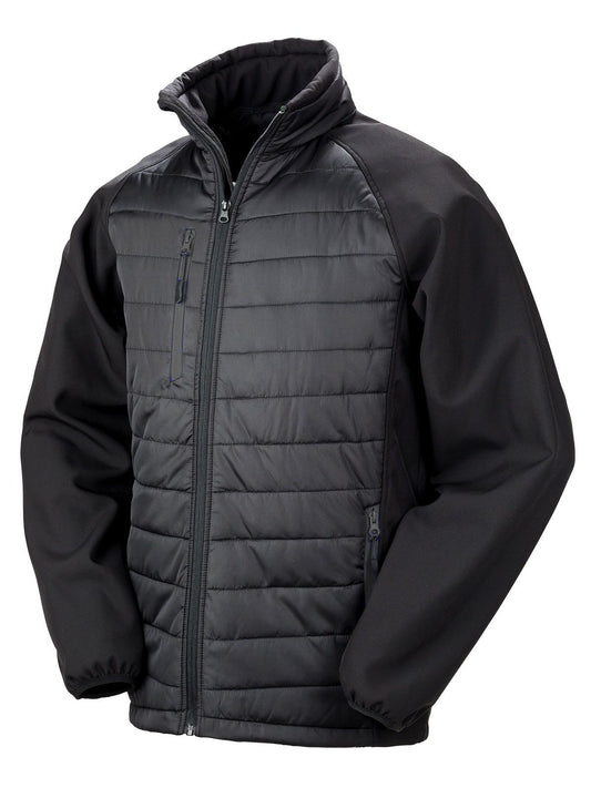 Black Compass Padded Softshell Herren – Result – Farbe black/black – individuell veredelbar