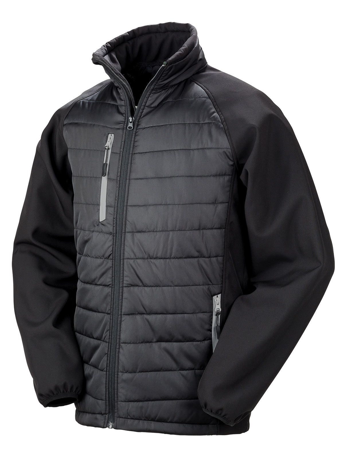 Black Compass Padded Softshell Herren – Result – Farbe black/grey – individuell veredelbar
