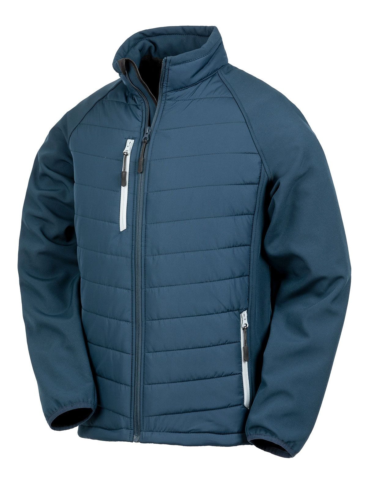 Black Compass Padded Softshell Herren – Result – Farbe navy/grey – individuell veredelbar