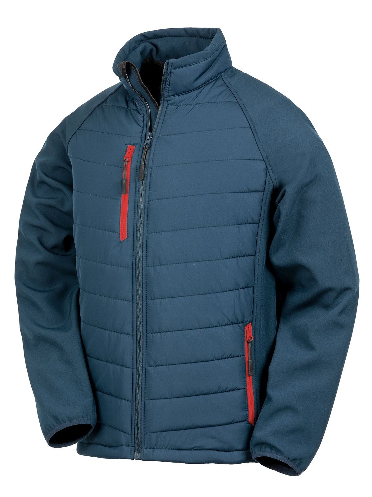 Black Compass Padded Softshell Herren – Result – Farbe navy/red – individuell veredelbar