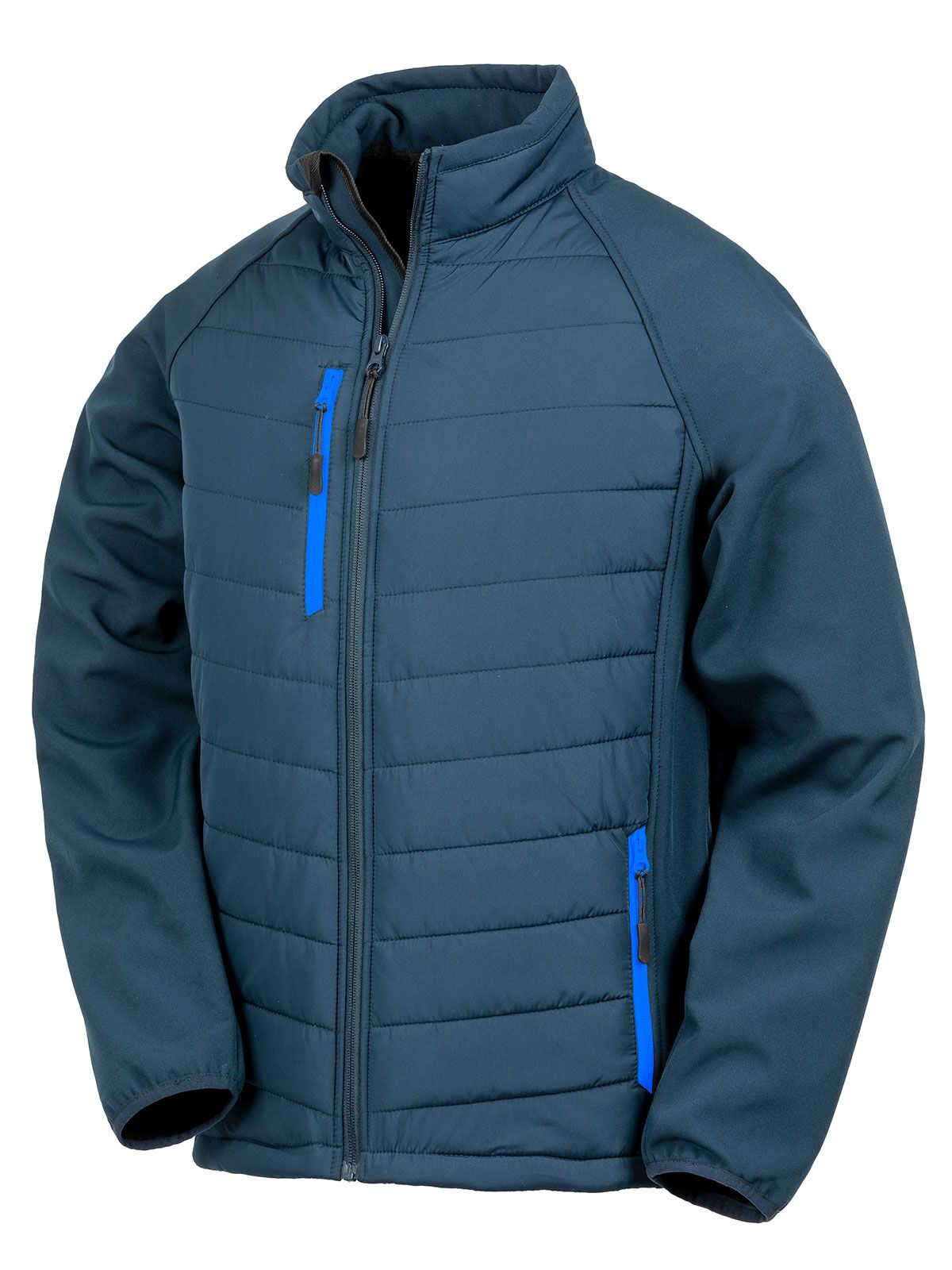 Black Compass Padded Softshell Herren – Result – Farbe navy/royal – individuell veredelbar