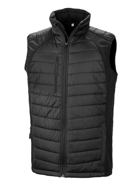 Black Compass Padded Softshell Gilet Herren – Result – Farbe black/black – individuell veredelbar