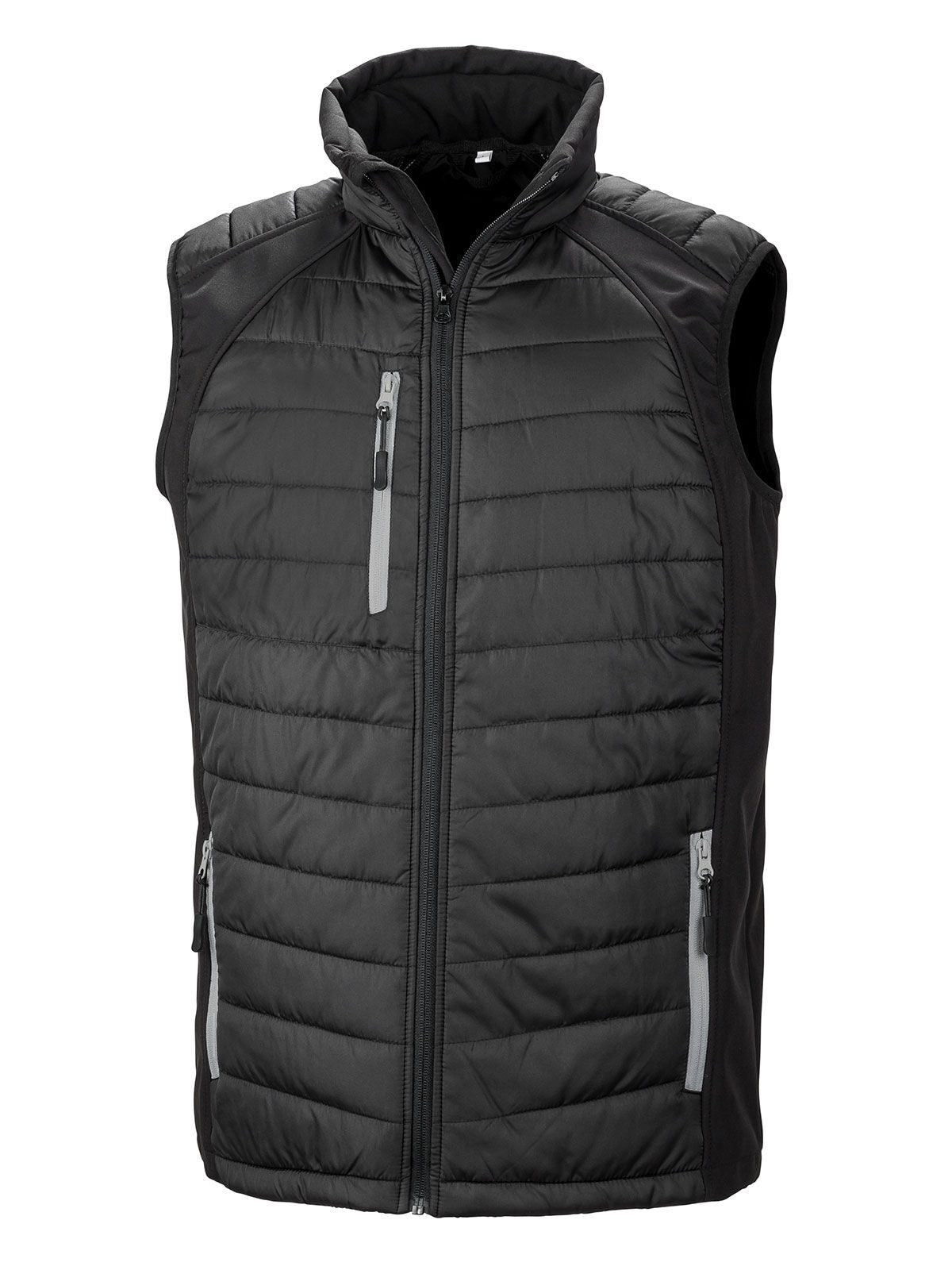 Black Compass Padded Softshell Gilet Herren – Result – Farbe black/grey – individuell veredelbar