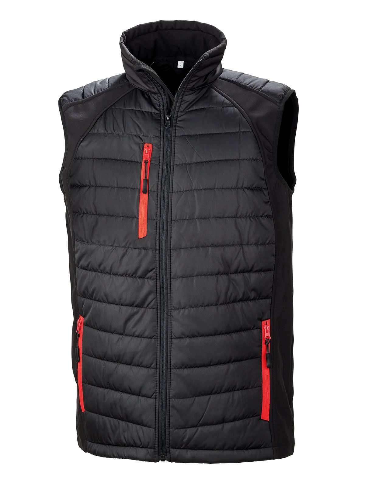 Black Compass Padded Softshell Gilet Herren – Result – Farbe black/red – individuell veredelbar