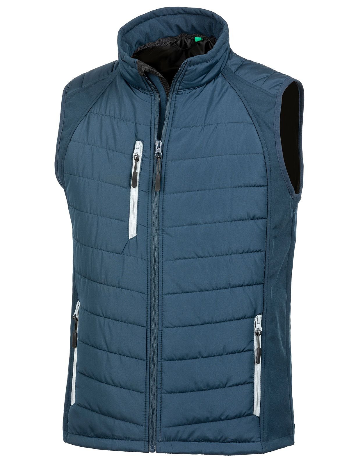 Black Compass Padded Softshell Gilet Herren – Result – Farbe navy/grey – individuell veredelbar