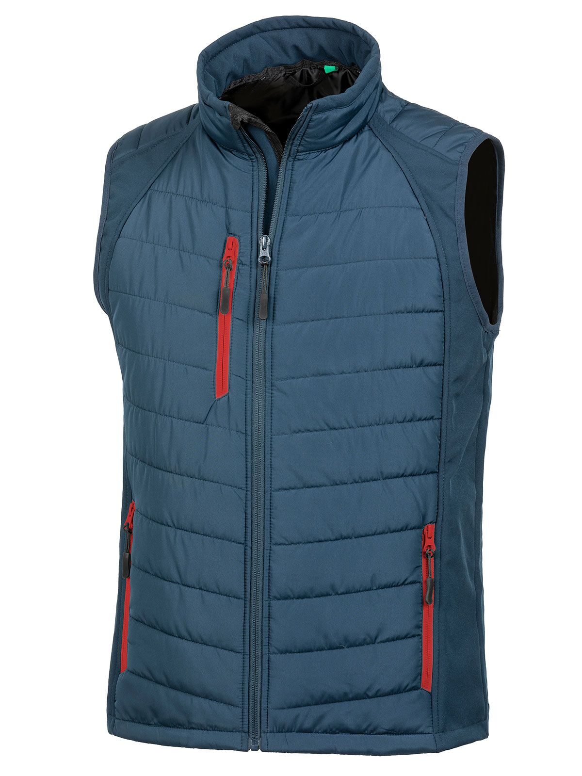 Black Compass Padded Softshell Gilet Herren – Result – Farbe navy/red – individuell veredelbar