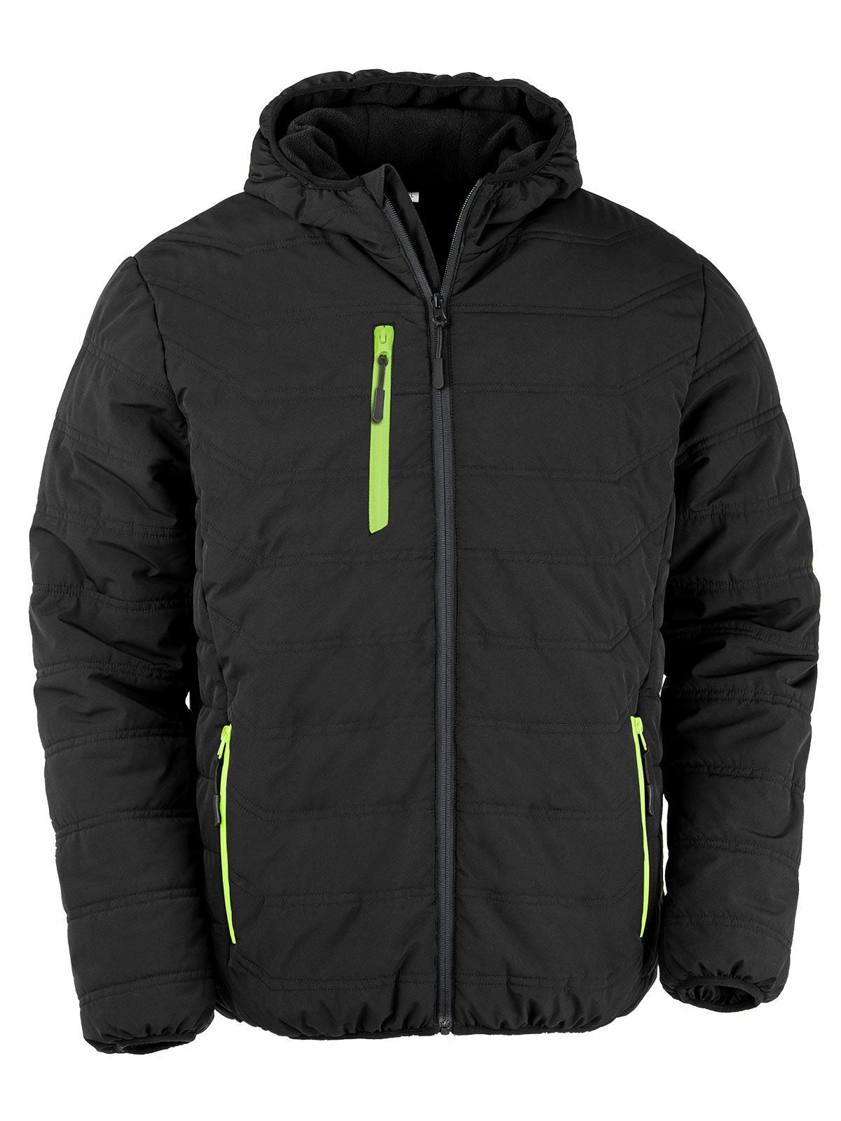 Black Compass Padded Winter Jacket Herren – Result – Farbe black/lime – individuell veredelbar