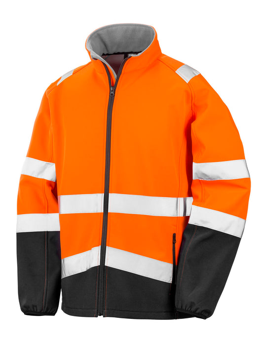 Printable safety softshell Herren Jacke – Result – Farbe orange/black – individuell veredelbar