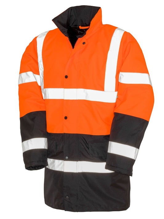 Motorway 2-Tone Safety Coat Herren Jacke – Result – Farbe orange/black – individuell veredelbar