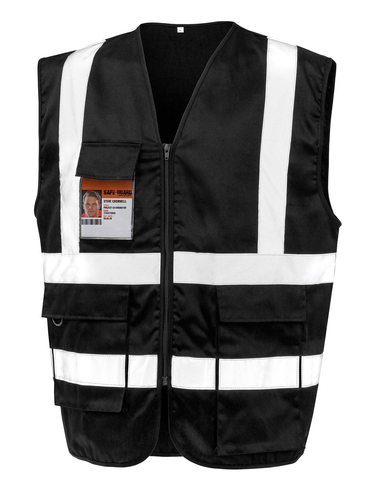 Heavy Duty Polycotton Security Vest Herren Jacke – Result – Farbe Schwarz – individuell veredelbar