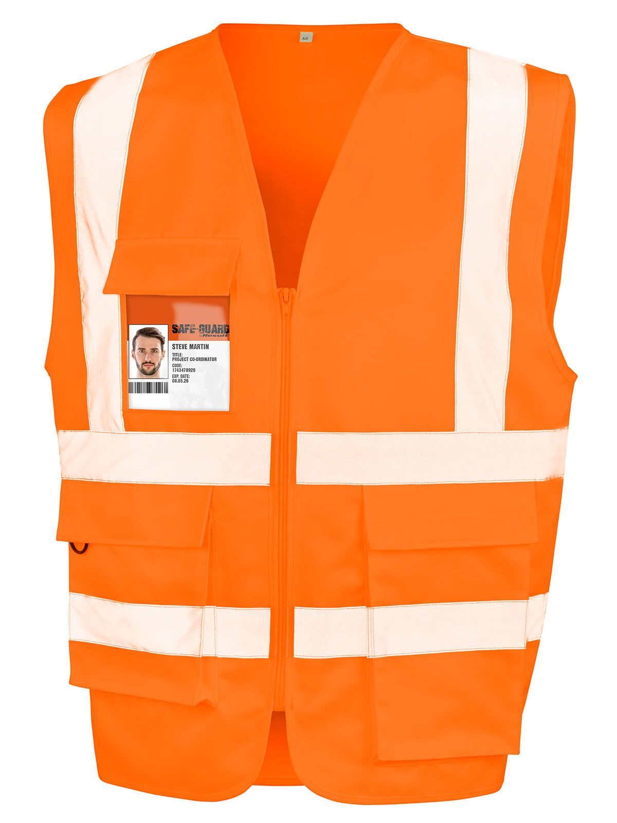 Heavy Duty Polycotton Security Vest Herren Jacke – Result – Farbe Fluo Orange – individuell veredelbar