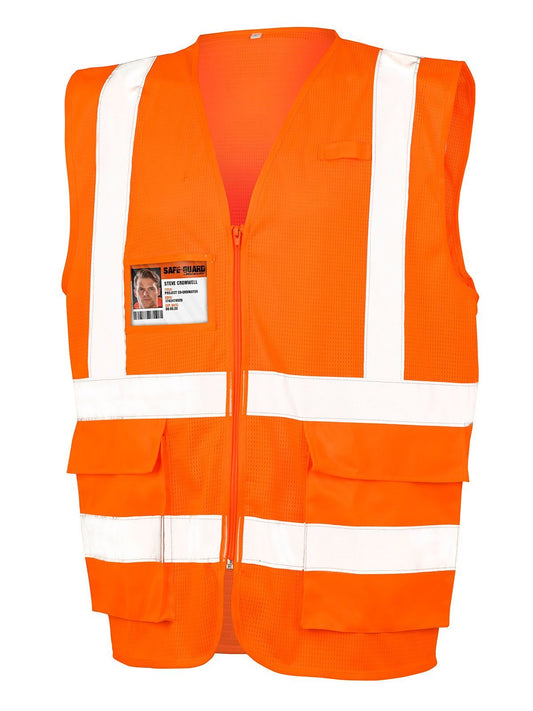 Executive Cool Mesh Warnweste / Sicherheitsweste – Result – Farbe Fluo Orange – individuell veredelbar