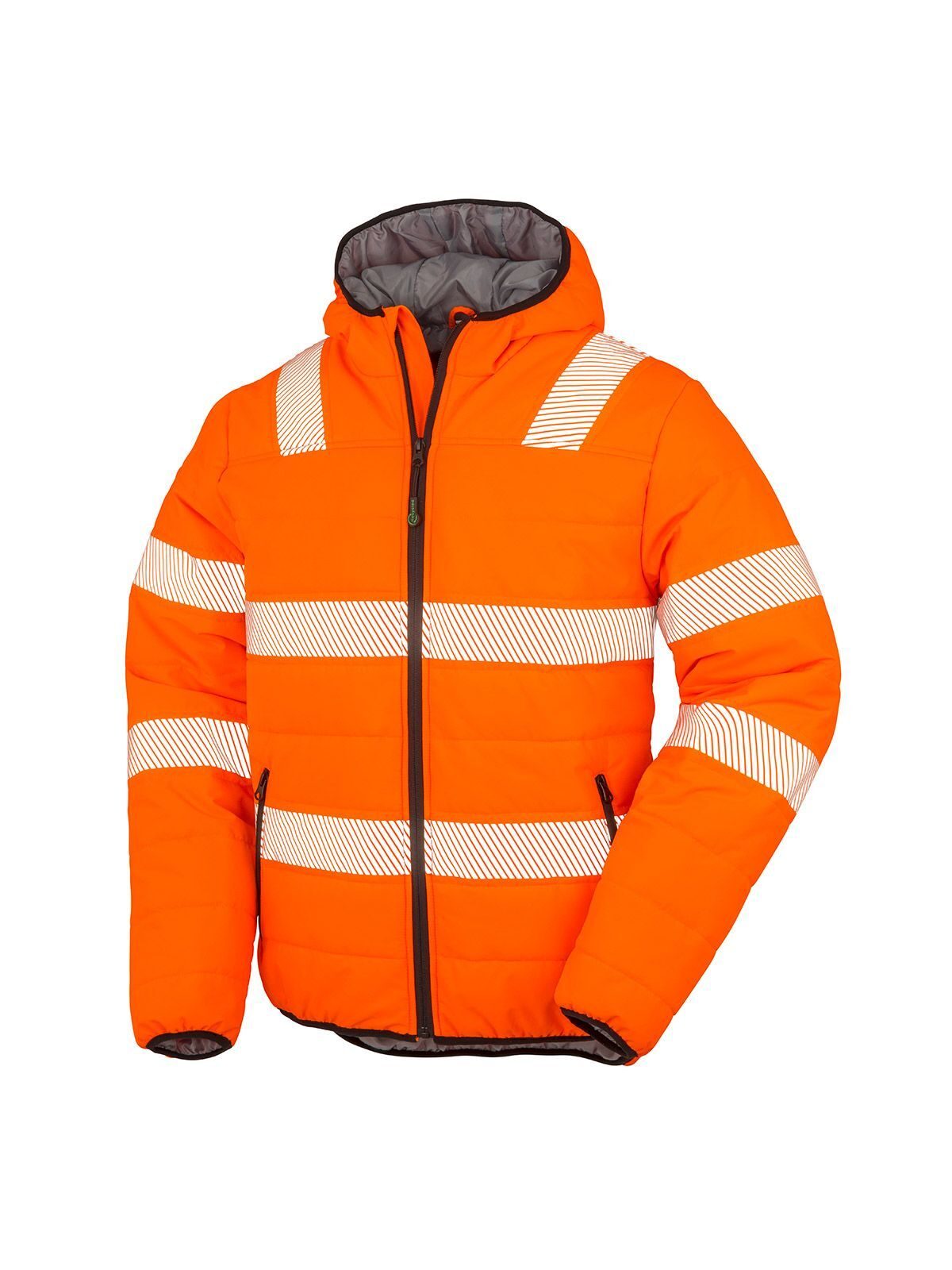 Recycled Ripstop Padded Safety Jacket Herren – Result – Farbe Fluo Orange – individuell veredelbar