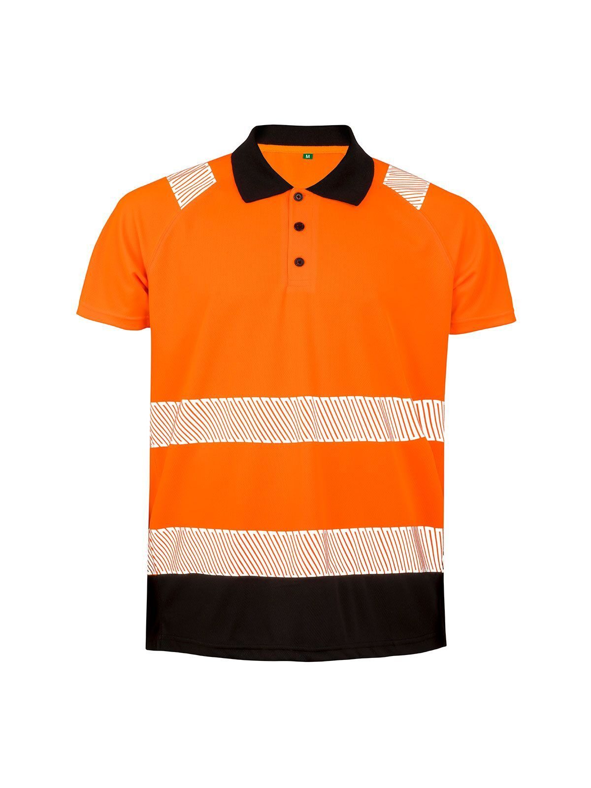 Recycled Safety Poloshirt – Result – Farbe orange/black – individuell veredelbar
