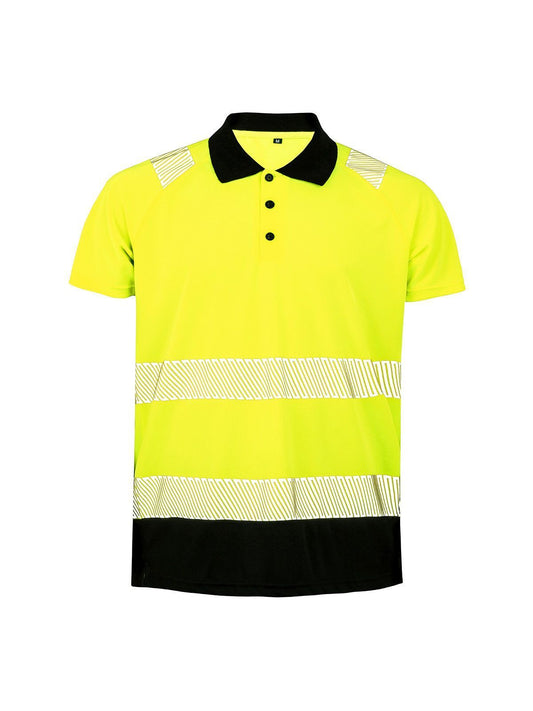 Recycled Safety Poloshirt – Result – Farbe yellow-black – individuell veredelbar