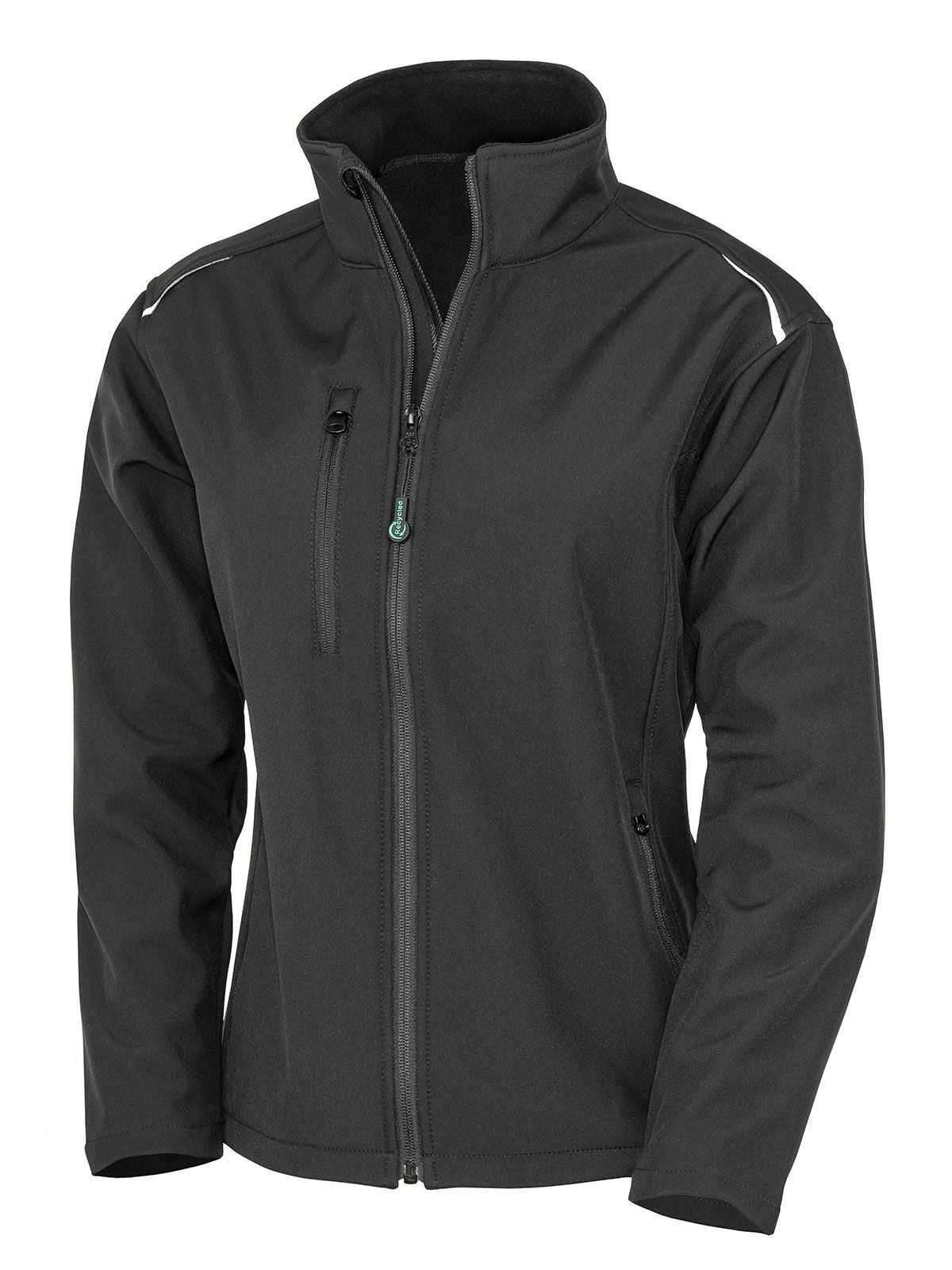 Recycled 3-layer Printable Softshell Jacket Damen – Result – Farbe Schwarz – individuell veredelbar